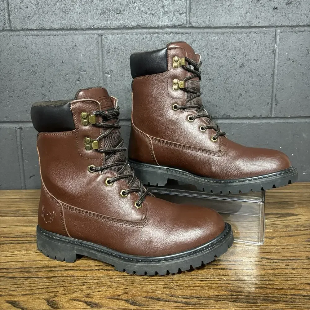 Texas Steer Nolan Men’s 9 Brown Leather Work Hiking Boots Lug Sole